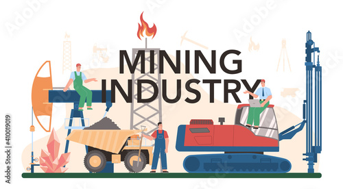 Mining industry concept typographic header. Mineral and natural resources