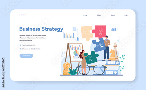 Business strategy web banner or landing page. Idea of financial