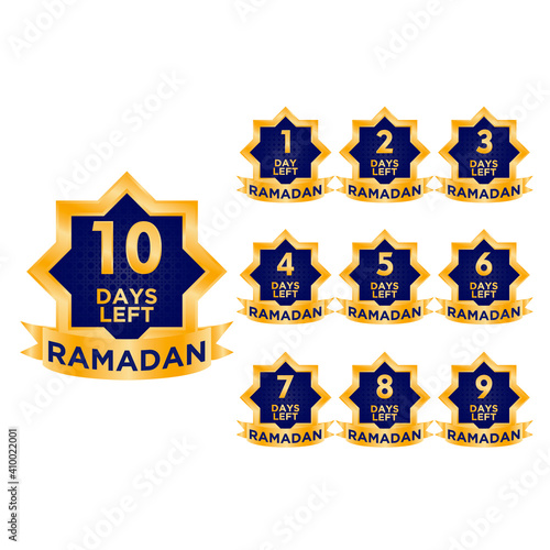 Vector illustration of ramadan countdown days design with luxury gold