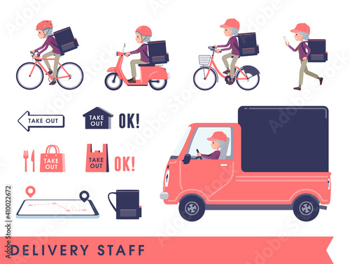 flat type Purple clothes grandma_Delivery-staff