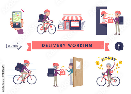 flat type Purple clothes grandma_Delivery-working