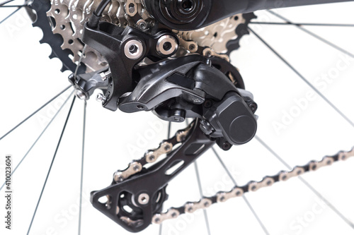 Bicycle rear derailleur for mountain bike isolated