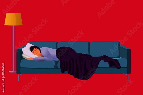 women person sleeping on the couch flat illustration clip art