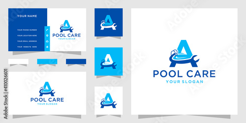 Swimming pool repair letter a logo design