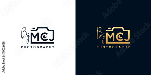 Photography logo with letter mcj design photo