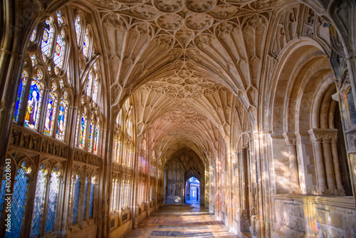 The cloisters of Gloucester Cathedral in Gloucester, England, UK photo