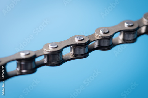 Bicycle roller chain on white background