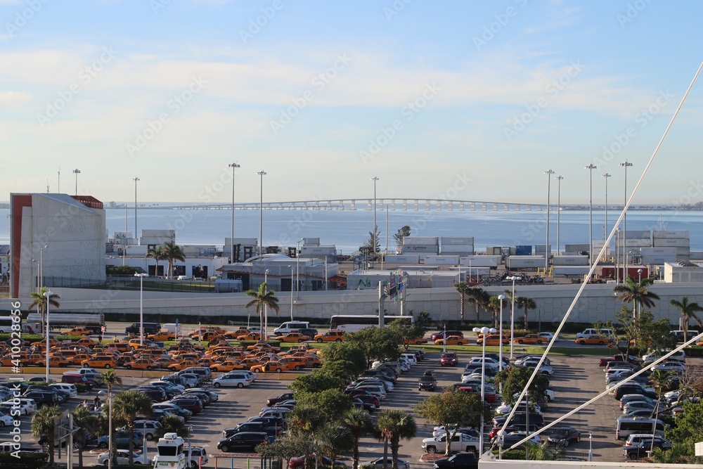 Port of Miami parking lot and bridge