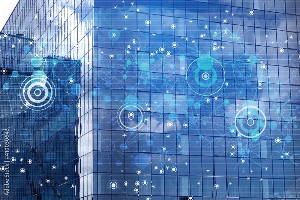 Obraz premium Abstract big data illustration on city background