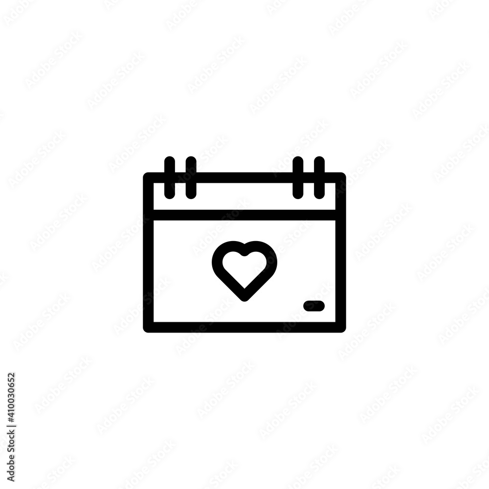 calendar icon with love illustration in line style isolated on white background. sign symbol for valentine's day. EPS 10 calendar icon with love illustration in line style isolated on white background. sign symbol for valentine's day. EPS 10