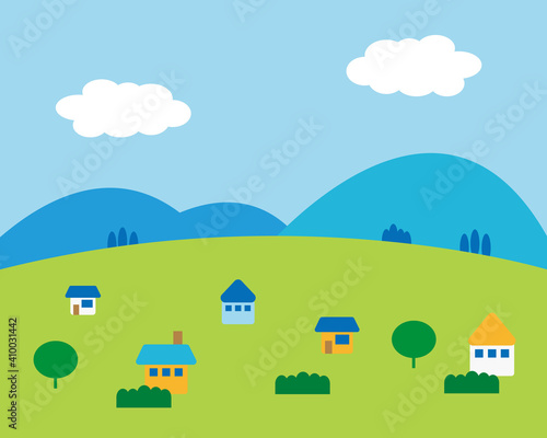村の風景のイラスト素材