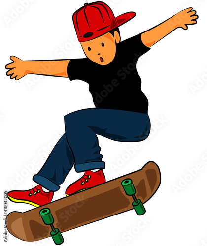 young boy jumping on a skateboard