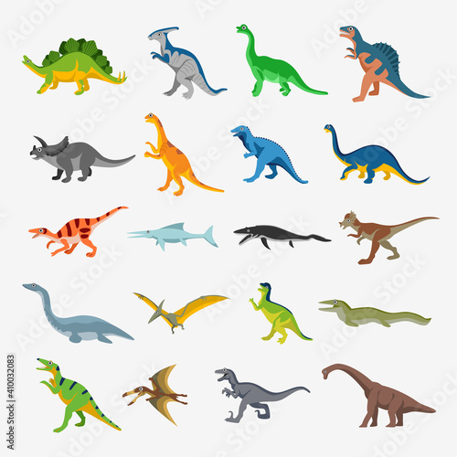 Fototapeta Naklejka Na Ścianę i Meble -  Dinosaurs cartoon prehistoric animals vector illustration