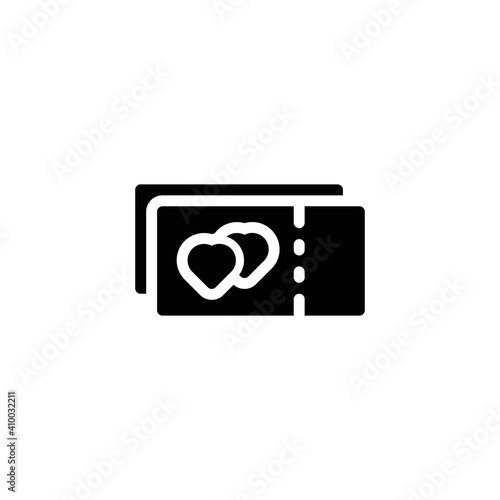 tickets icon with love illustration in solid style isolated on white background. sign symbol for valentine's day. EPS 10