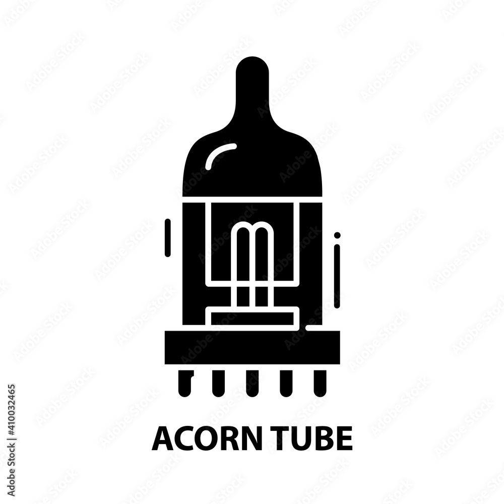 acorn tube icon, black vector sign with editable strokes, concept illustration acorn tube icon, black vector sign with editable strokes, concept illustration