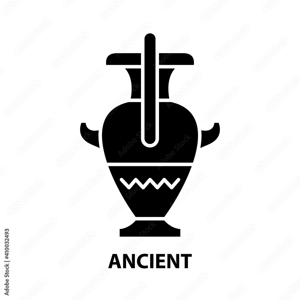 ancient icon, black vector sign with editable strokes, concept illustration ancient icon, black vector sign with editable strokes, concept illustration