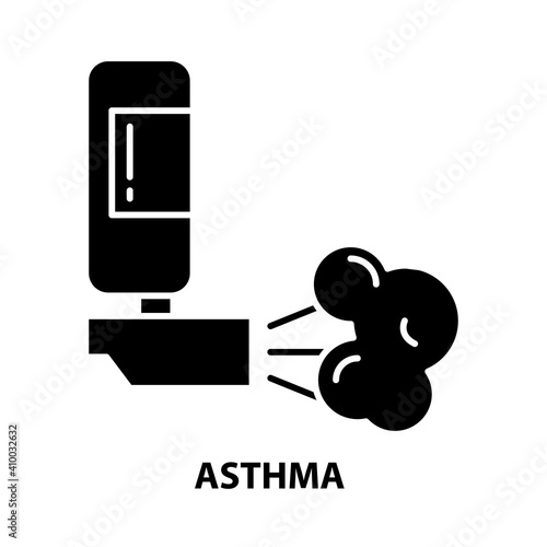 asthma icon, black vector sign with editable strokes, concept illustration