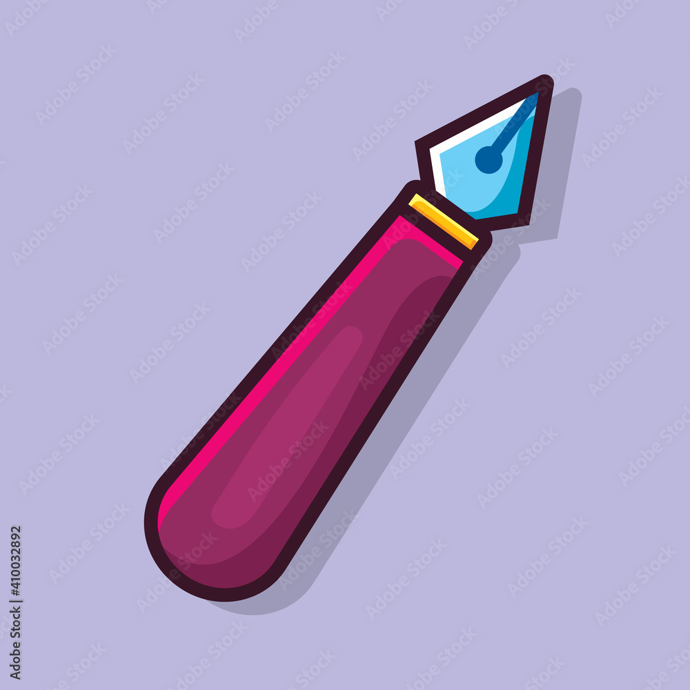 ink pen isolated cartoon vector illustration in flat style ink pen isolated cartoon vector illustration in flat style