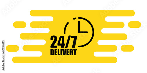Delivery 24 7. Clock icon vector. Line symbol. Information icon vector. Vector illustration. Stock image. EPS 10.