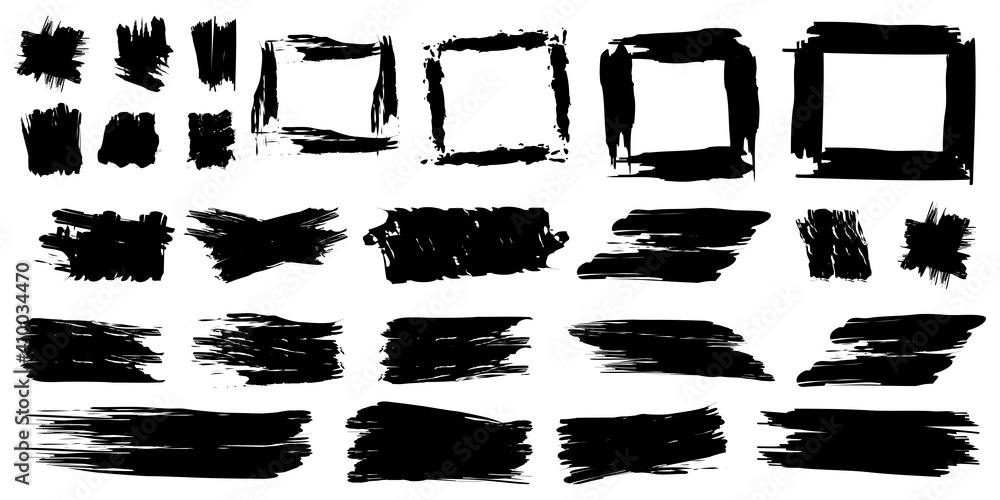 Brush strokes shape. Ink brush stroke. Art&ink. Watercolor set. Black outlines of squares. Stock image. EPS 10. Brush strokes shape. Ink brush stroke. Art&ink. Watercolor set. Black outlines of squares. Stock image. EPS 10.