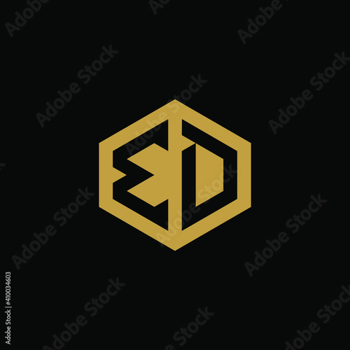 Initial letter ED hexagon logo design vector