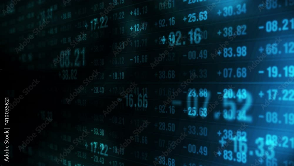Financial stock market numbers. Business success and growth concept. Abstract economy data on screen display. Loop animation. Financial stock market numbers. Business success and growth concept. Abstract economy data on screen display. Loop animation.