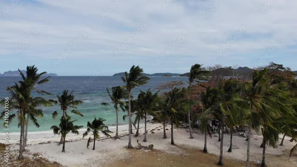 Drone photo of fantastic Malcapuya Island in Coron, Philippines, Asia.