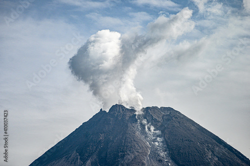 Mount Merapi is the most active volcano in Central Java and Yogyakarta, Indonesia 
