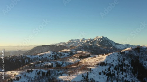 Establishing shot Drone 4k Winter Mountains