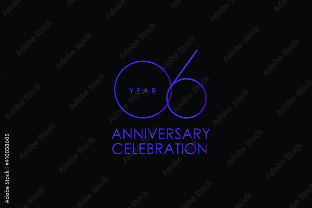 Luxury Black Blue Purple 06 years anniversary, Elegant minimalist logo years, jubilee, Ribbon greeting card. Red blue vector illustration on black background - Vector Luxury Black Blue Purple 06 years anniversary, Elegant minimalist logo years, jubilee, Ribbon greeting card. Red blue vector illustration on black background - Vector