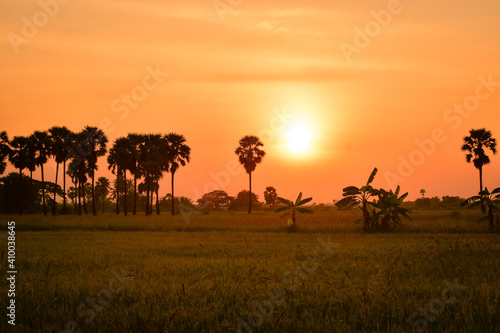 sunset in continent