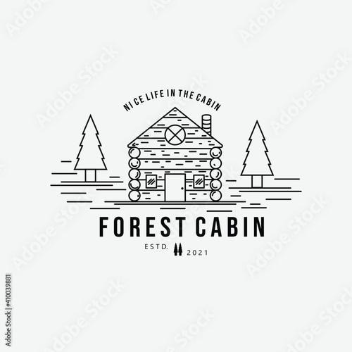 Print wood cabin logo vector illustration design graphic