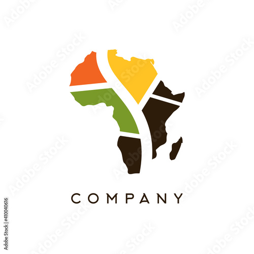African Travel and Tourist - African Map Traveling Safari Vector Logo Template. 