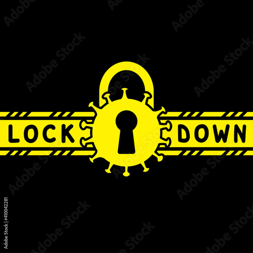 lockdown poster. virus lock sign.Lockdown logo symbol for global Corona Virus  covid - 19.Coronavirus lockdown banner. Concept Covid-19 quarantine lock sign. Covid-19 world epidemic prevention