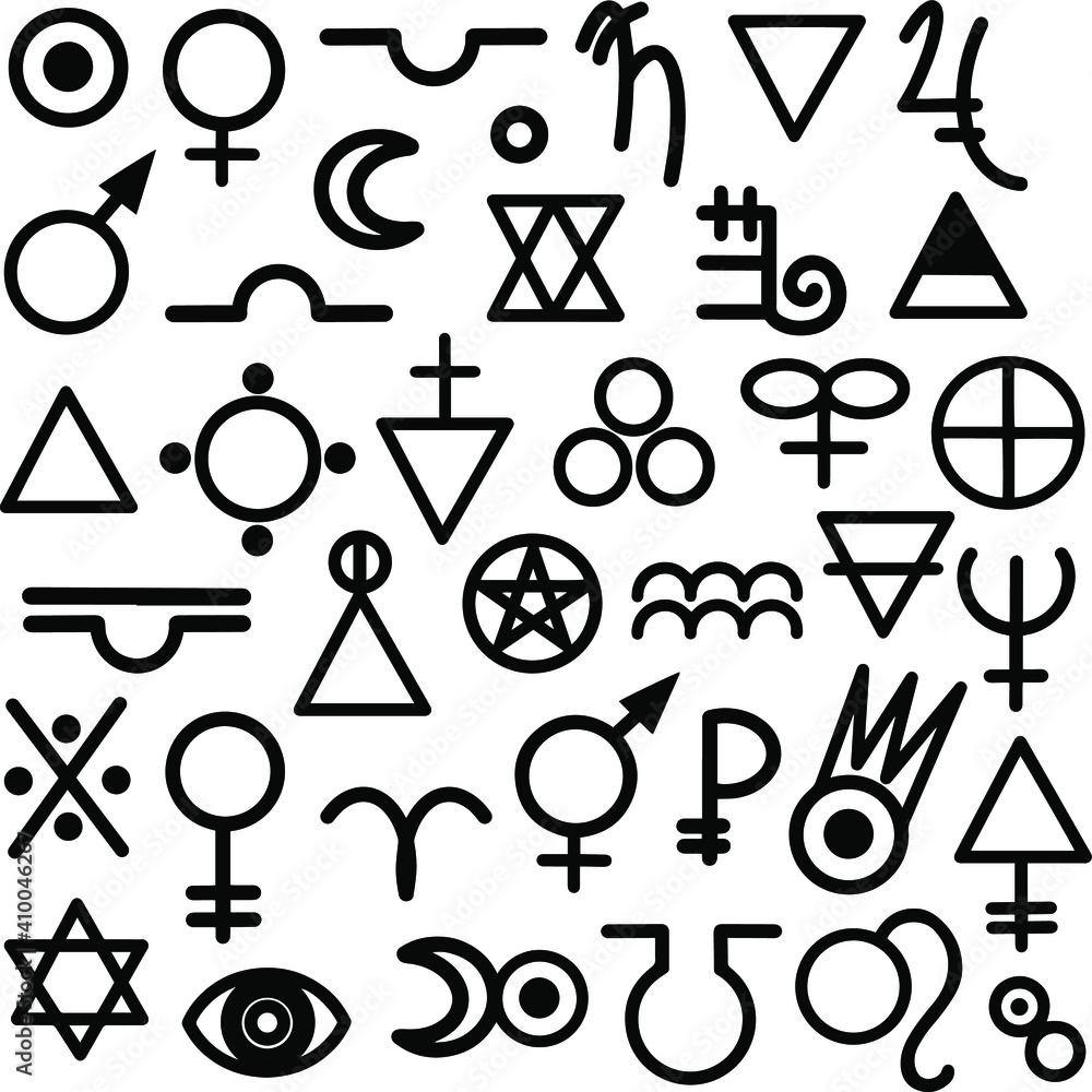Signs and symbols of alchemy, runes. Vector icons Signs and symbols of alchemy, runes. Vector icons