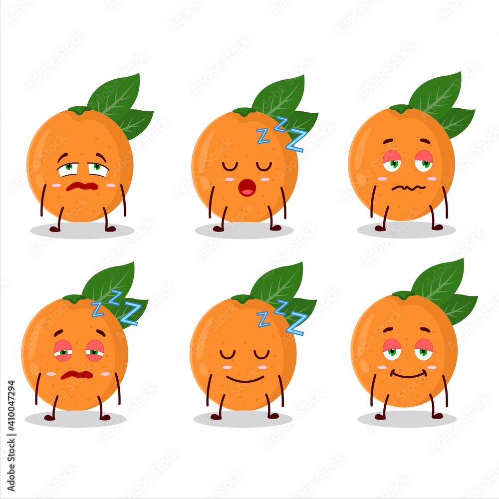 Cartoon character of grapefruit with sleepy expression Cartoon character of grapefruit with sleepy expression