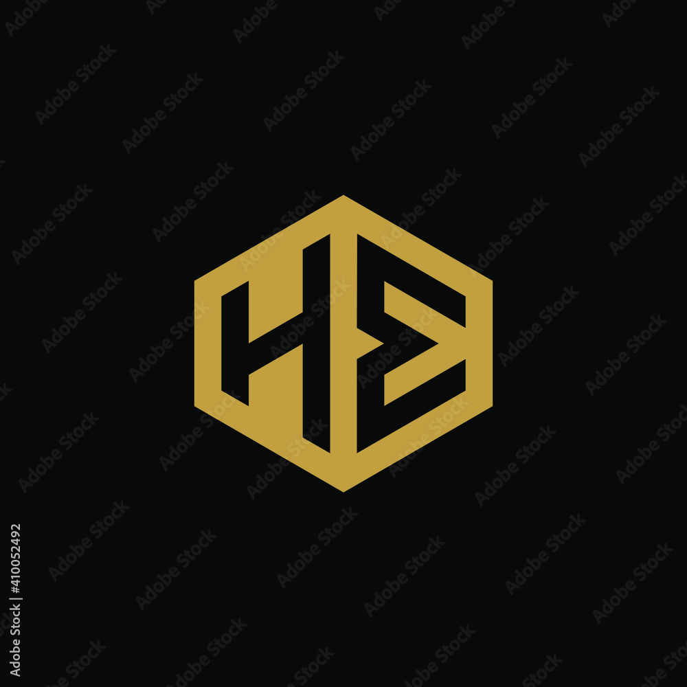 Initial letter HE hexagon logo design vector Initial letter HE hexagon logo design vector