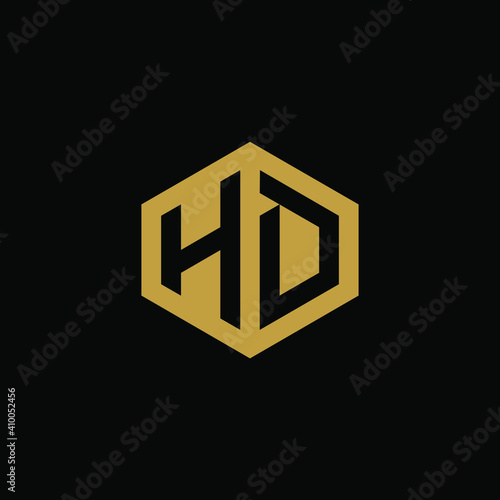Initial letter HD hexagon logo design vector