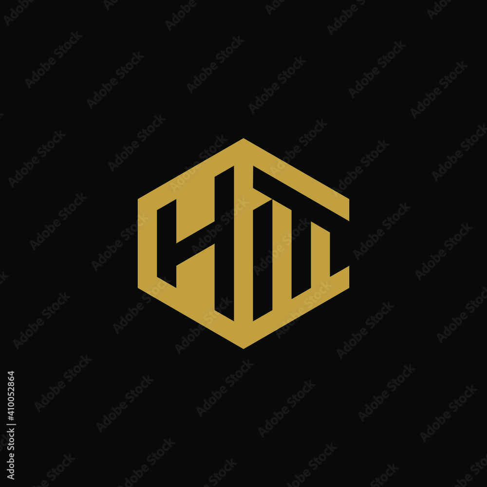 Fototapeta premium Initial letter HM hexagon logo design vector
