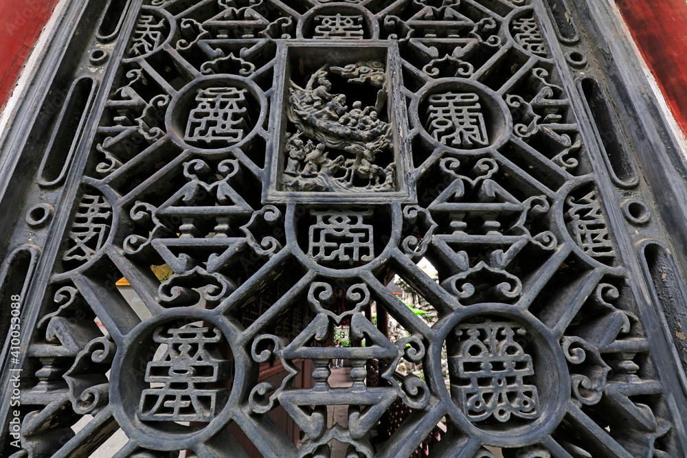 Brick carving window flowers in Yu Garden, Shanghai, China