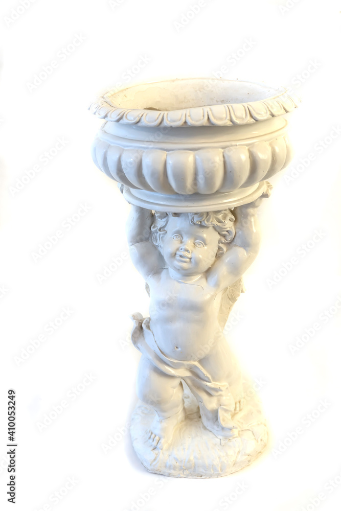Isolated photo of a gypsum angel close up Isolated photo of a gypsum angel close up