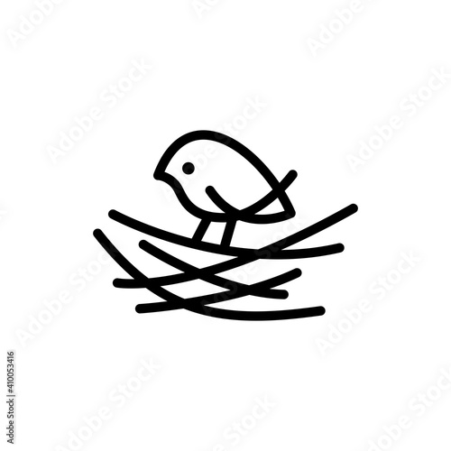 little bird nest line monoline logo vector icon illustration