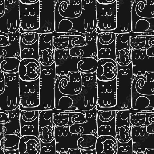 Pazzle with funny cats. Cats House. Seamless Pattern for your design