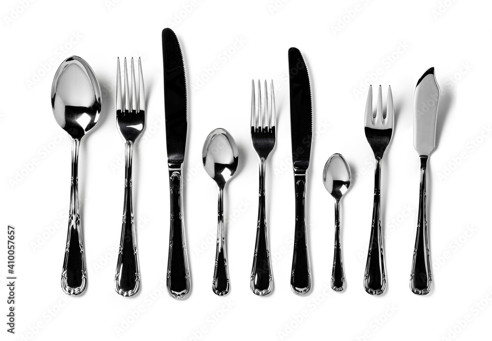 Set of silverware isolated on white background Set of silverware isolated on white background