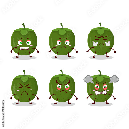 Black sapote cartoon character with various angry expressions