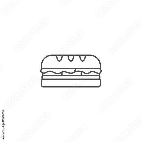 Illustration of Sub Sandwich Outline Icon - Fast Food Icon Set Vector Illustration Design. photo