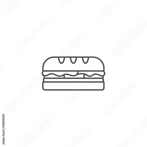 Illustration of Sub Sandwich Outline Icon - Fast Food Icon Set Vector Illustration Design.