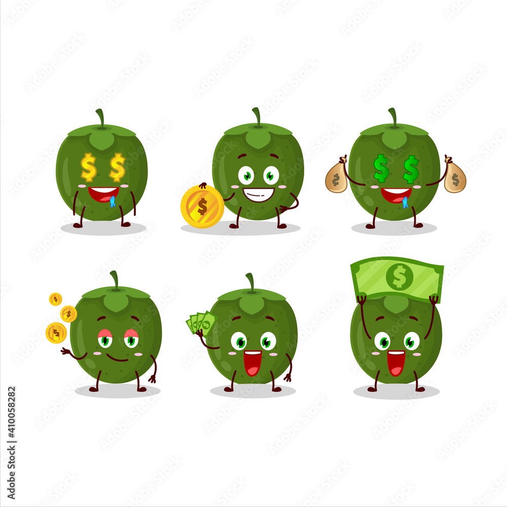 Black sapote cartoon character with cute emoticon bring money Black sapote cartoon character with cute emoticon bring money