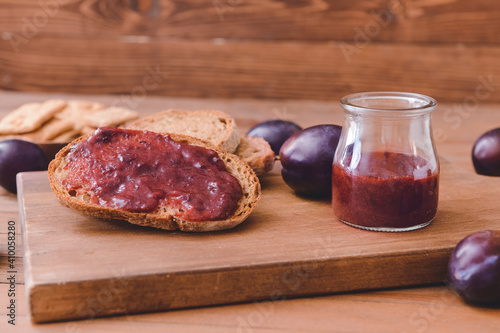 Homemade plum jam on toaste...