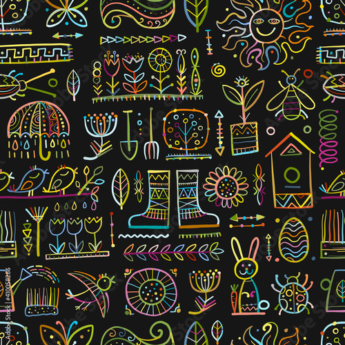 Spring and Gardening Background. Seamless Pattern for your design